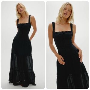 Frankies Bikinis Christabelle Ruffle Maxi Dress black medium